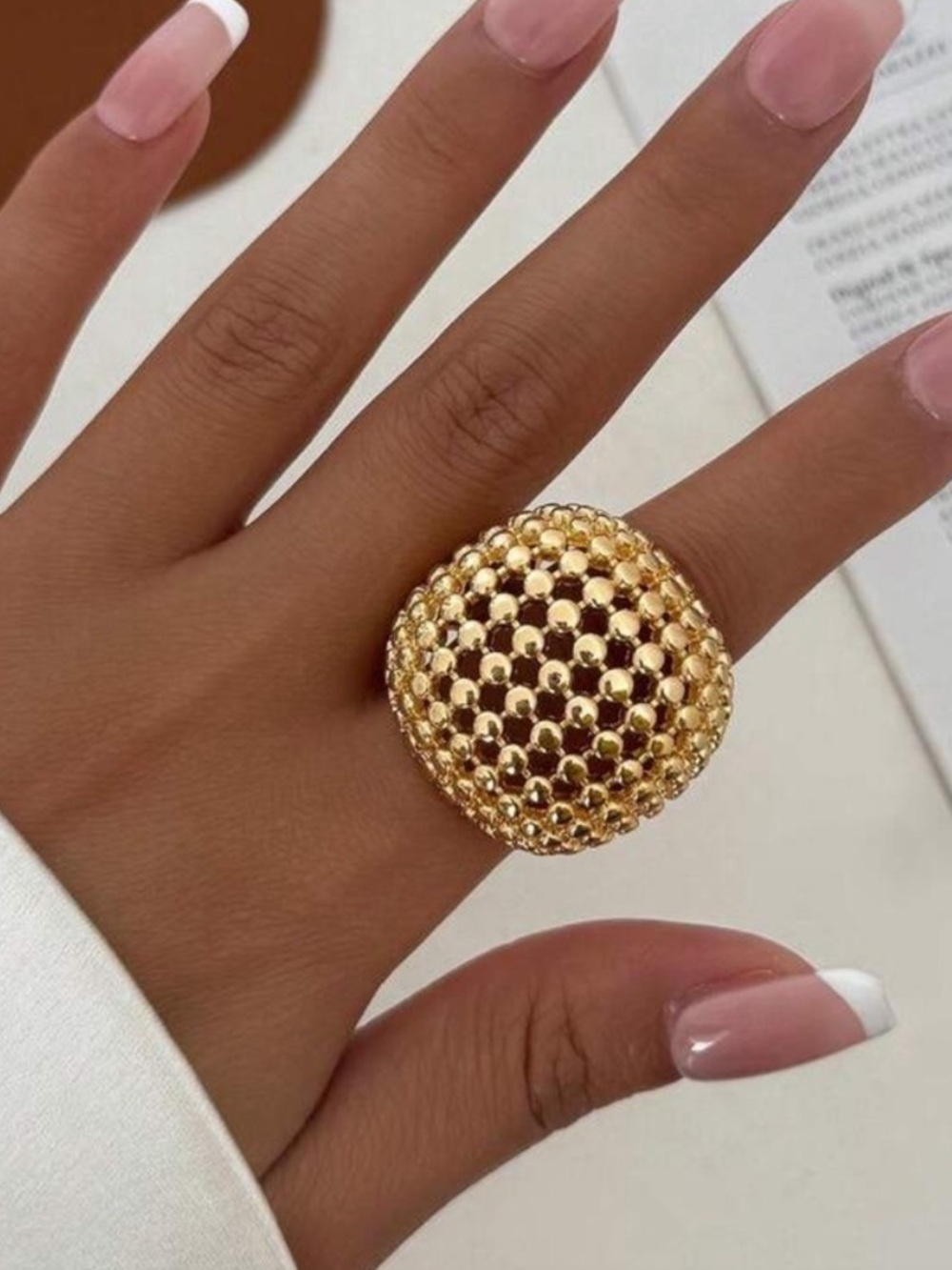 Gold Textured Dome Ring & Earrings Set - Picture 3 of 5